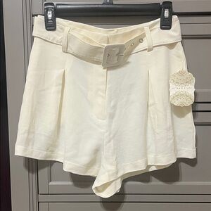 Altar'd State Cream High Waist Women's Shorts with Belt